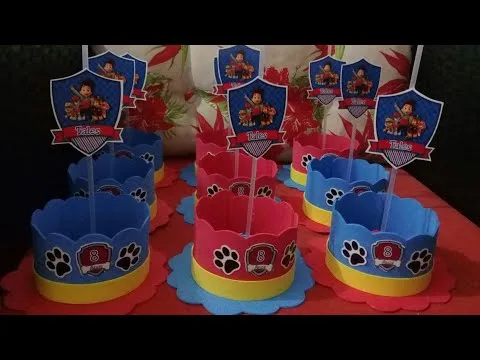 Centros de mesa de Paw Patrol con globos