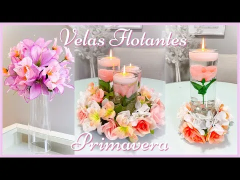 Centros de mesa para bautizo con flores naturales y velas